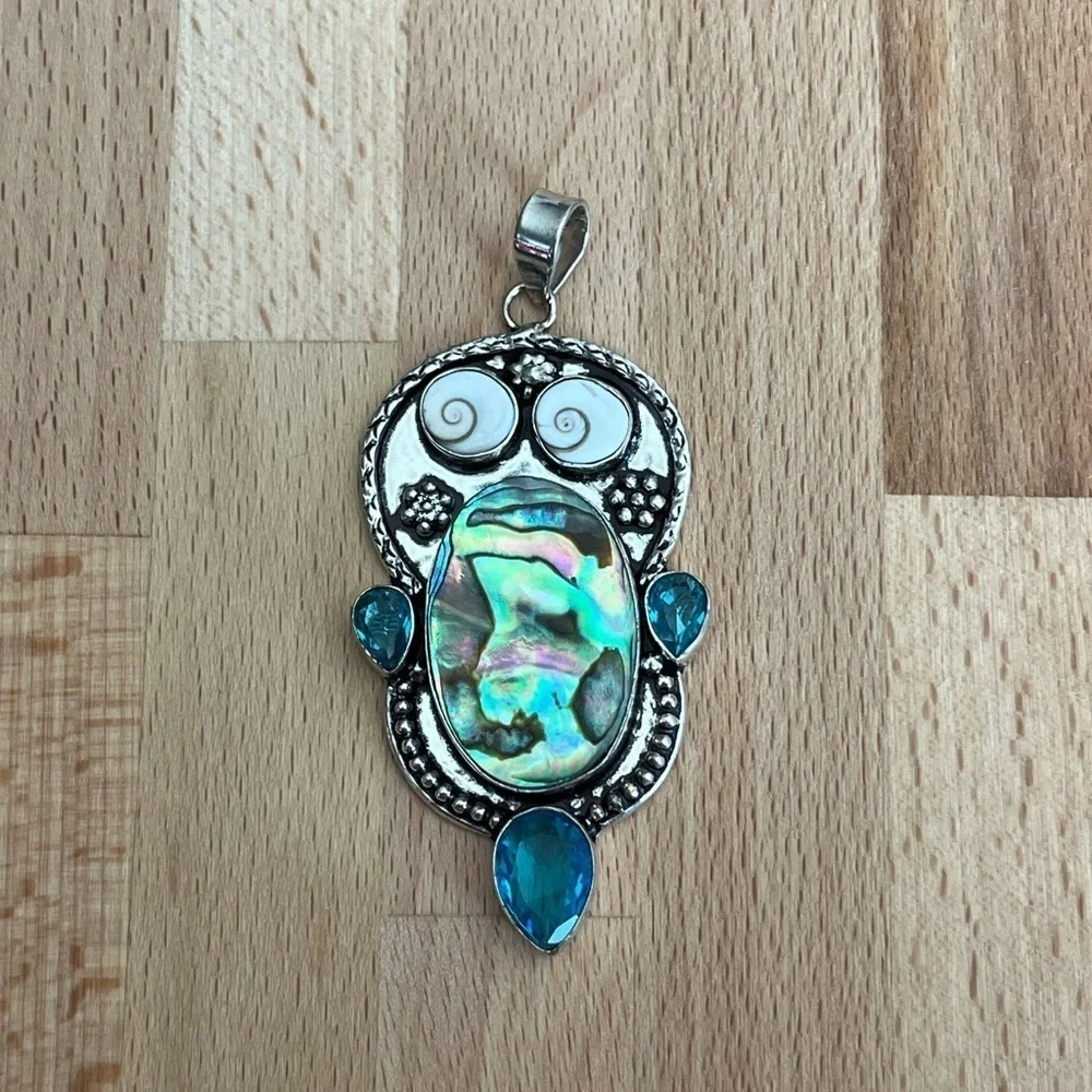 Shiva and Gemstone Owl Pendant